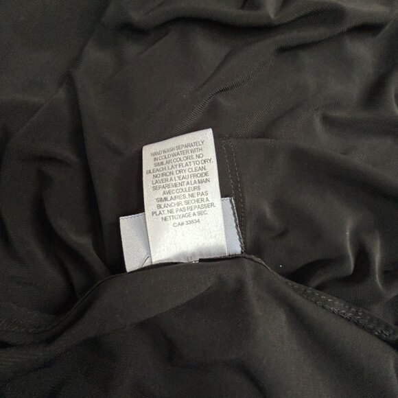 Libra Womens Black Taupe Asymmetric Swing Hem Tunic Top Large 3/4 Sleeve Stretch - Picture 6 of 9